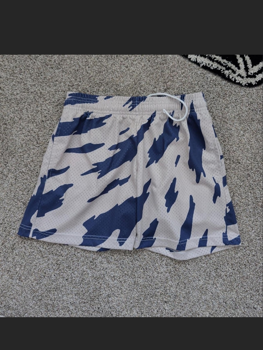 Athletic Mesh Shorts in White & Navy - Women's